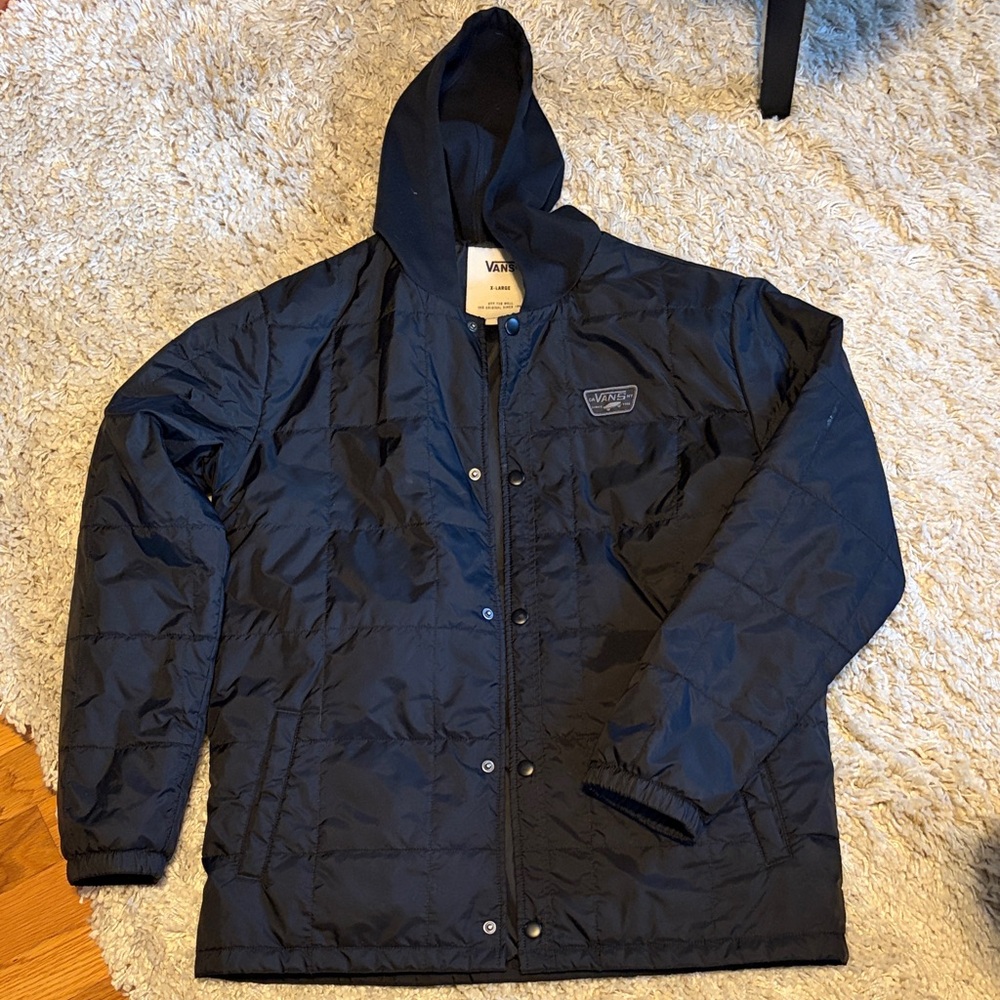 Vans Men's Black Hooded Puffer Jacket